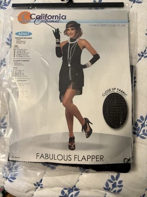 Fabuloso Disfraz Flapper Niña Negro Rugiente Años 20 Flecos Vestir Halloween Adulto Foto 1 de 2