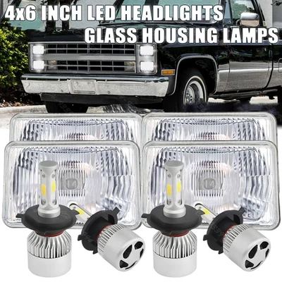 4Pc 4x6" LED Headlights Hi/Lo For Chevrolet C10 C20 C30 K10 K20 1980-1986 Pickup - Image 1 of 4