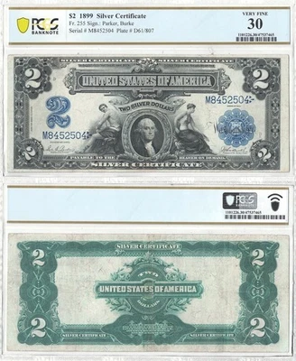 1899 $2 Silver Certificate Fr-255 PCGS VF-30 - Image 1 of 3