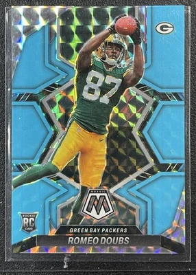 ROMEO DOUBS 2022 PANINI MOSAIC #341 ROOKIE BLUE FLUORESCENT RC 11/15 PACKERS - Image 1 of 2