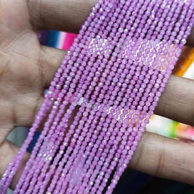 AAA+ Pink Sapphire 2mm Faceted Rondelle Beads, Pink Sapphire Beaded Necklace - Image 1 of 2