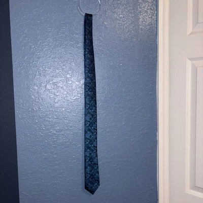 Corbata floral negra turquesa hecha a mano ALFANI para hombre NUEVA Foto 1 de 3