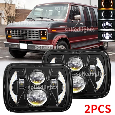 Faro LED negro 130W 7x6" haz alto bajo apto para furgoneta Ford 1985-2013 E150/E250/E350 Foto 1 de 4