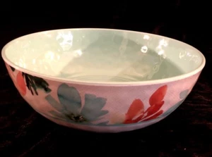 Nicole Miller Blue/Pink FLORAL MELAMINE Large Serving Bowl - Picture 1 of 5
