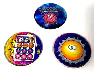 Vintage Lot/Sammlung von 3 Acht-Bällen (8-Bällen) holografischen, Metall Slammern - Bild 1 von 1