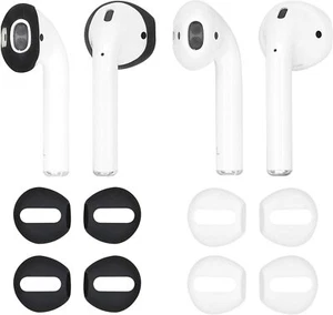 Soft Rubber Ear Tips Earbud Holder Cover For Apple AirPods 4 Pair White + Black - Picture 1 of 5