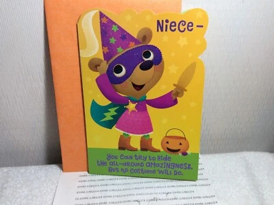 HALLMARK NIECE HALLOWEEN GREETING CARD New w/Envelope "You can try to hide the." - Image 1 of 2