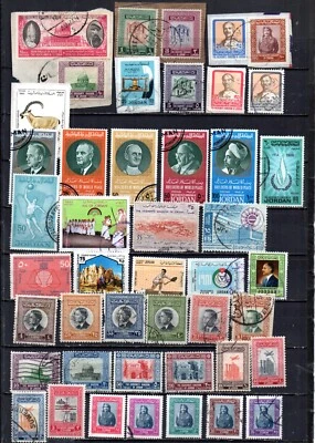 JORDAN.  COLLECTION BUILDER OF 52 ALL DIFFERENT STAMPS.  VINTAGE TO MODERN ERA. - Image 1 of 2