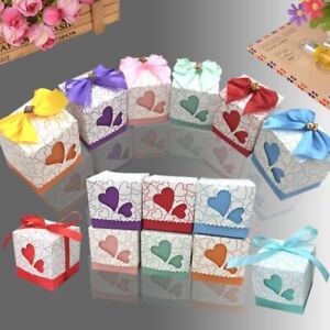 10pcs Paper Box Candy Box Ribbon Gift Packaging Box Peach Heart Box  Weddings