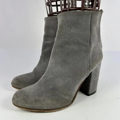 Bota Freebird By Steve Harlo EUA 7 zíper traseiro cinza angústia camurça salto bota - Imagem 1 de 4