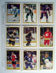 1990'S LOT OF 9 HOCKEY CARDS + 1 PLASTIC SHEET FOR COLLECTORS ALBUM, - Imagen 1 de 3