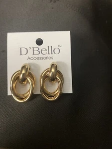 D’Bello Gold Tone 1" hoops Stud/Post Earrings - Picture 1 of 3