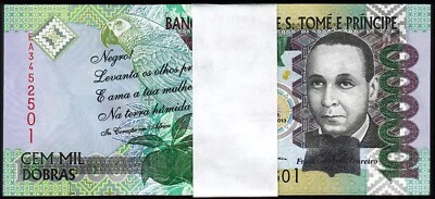 Saint Thomas 100000 Dobras 2013, UNC, ½ BUNDLE, Pack 50 PCS, Consecutive, P-68e - Image 1 of 4