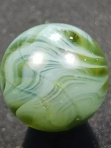 Peltier .63" Olive Green Feathered Slag Near Mint Condition Serious Marble A132 - Picture 1 of 12