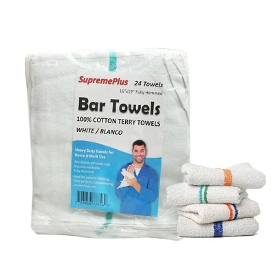 SUPREMEPLUS New Bar Mop Restaurant Cleaning Towels Wiper Bar Rags Cotton Towels (Pack of 24)