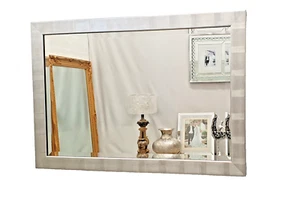 Manhattan Metallic Silver Wall Mirror Wood Frame Bevelled 106x76cm CLEARANCE - Picture 1 of 8