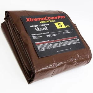 Lona verde/marrón de servicio medio 10'x20' para todo uso 5 mil - Imagen 1 de 3