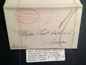 United States confederate stamp 1842 Letter Boston Court Foreign v.v. RARE  - Picture 1 of 4