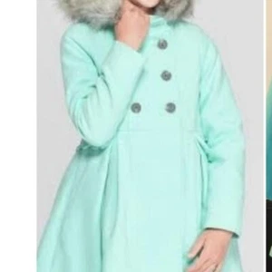 Cat And Jack Turquoise Fully Lined Double Breasted Peacoat Jacket Girls Sz Large - Picture 1 of 13
