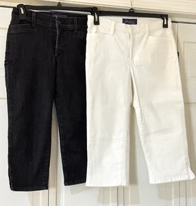 Pantalones de mezclilla cortos para mujer NYDJ pedrería P55308 elásticos capri blancos o negros - Imagen 1 de 15