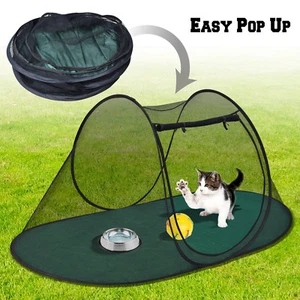 Pop Up Portable Pet Fun Play Pen Puppy Dog Cat Kitten Mesh Tent Indoor Outdoor - Picture 1 of 9