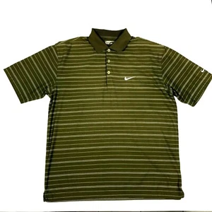 Nike Golf Fit Dry Polo grün mit weißen Streifen Kurzarm Herren Large Shirt - Bild 1 von 6