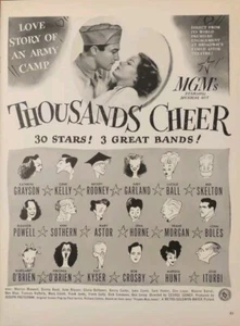 1943 Thousands Cheer MGM Army Love Story Print Ad WW2 Era Movie  - Picture 1 of 1