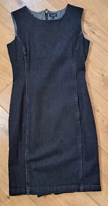 Armani jeans denim cotton sleeveless black a-line short dress womens size 10 - Picture 1 of 8