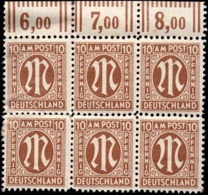SAVOYSTAMPS - Germany-Allied Issued Occupational Post WWll-10 P-Block of 6- MINT - Picture 1 of 1