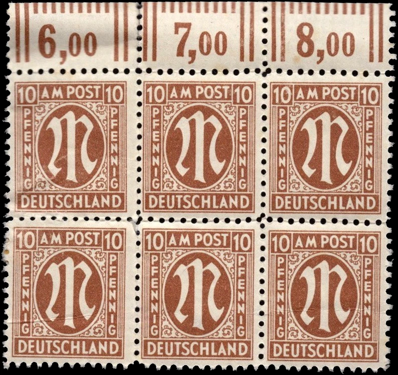 SAVOYSTAMPS - Germany-Allied Issued Occupational Post WWll-10 P-Block of 6- MINT - Image 1 of 1