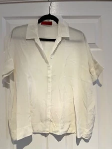 LADIES CAROLINA HERRERA CREAM SILK BLOUSE SHIRT TOP SIZE SMALL 12 VGC - Picture 1 of 5