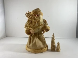 Figura de Papá Noel con cáscara de maíz de Navidad de colección hecha en Tawain 7" decoración de árboles - Imagen 1 de 11