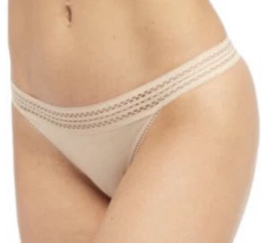 DKNY DK5007 klassischer Baumwoll-Tanga mit Spitzenbesatz Kaschmir Größe Large neu mit Etikett - Bild 1 von 2