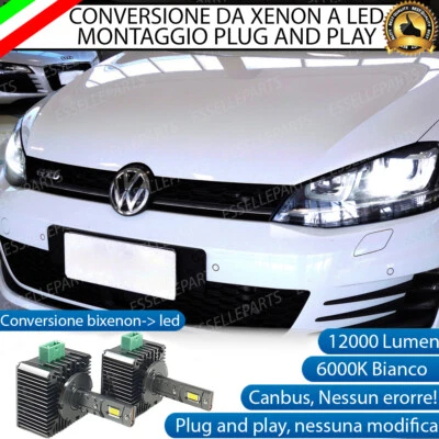 COPPIA LAMPADE D3S LED DA XENON A LED 6000K PER VW GOLF SPORTSVAN 12000 LUMEN - Immagine 1 di 4