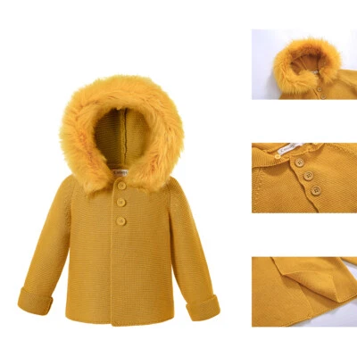 Niñas Invierno Prendas Exteriores Suéter Chaqueta Abrigo Niño Manga Larga Parka Informal Amarillo EE. UU. Foto 1 de 4