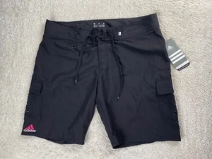 ADIDAS Board Shorts Swim Trunks Juniors size 11 Cargo Pockets Black NEW - Picture 1 of 12