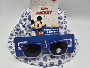 Disney Junior MICKEY Sunglasses & Hat Summer Beach Set 100%  UV Protection 0-3 Y - Picture 1 of 3
