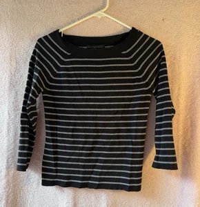 Apostrophe schwarz & weiß gestreift dick Stretch 3/4 Ärmel Top Größe Medium - Bild 1 von 5