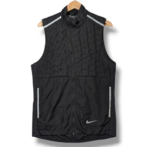 Nike Aeroloft Gilet Mens Medium Black 800 Down Fill Running Body Warmer Full Zip - Picture 1 of 17