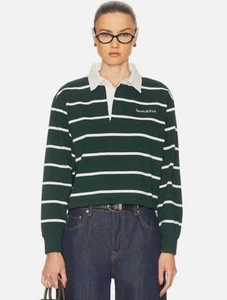 SPORTY & RICH Serif Logo Cropped Rugby Polo Sweater NWOT Size M - Picture 1 of 11