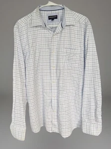 Johnson & Murphy LS Button Up Blue White Box Pattern Size LG - Picture 1 of 11