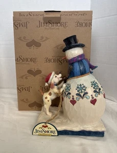Jim Shore "Fetch A Frosty Friend" Snowman with Puppy Heartwood Creek 2017 Vtg - Picture 1 of 16