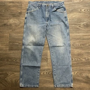 Vintage Rustler Jeans 34x29 Denim Classic Straight Leg Medium Wash Workwear 90s - Picture 1 of 10