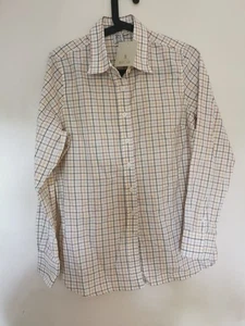 New House of Bruar Women Oxford Shirt Shirt Brown White Gingham Check UK 12 - Picture 1 of 7