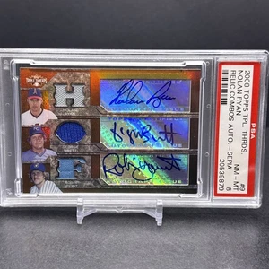 2008 Triple Treads Nolan Ryan George Brett Robin Yount Relic AUTO 7/27 PSA 8 CUL - Picture 1 of 9
