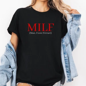 T-Shirt Lewis Hamilton MILF Ferrari Unisex Motorsport Tee S-3XL Adult Sz - Picture 1 of 9