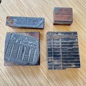 Lot 4 vtg Printing Press wd metal Ink BLOCK Bank Lincoln Rochester advertising - Picture 1 of 7