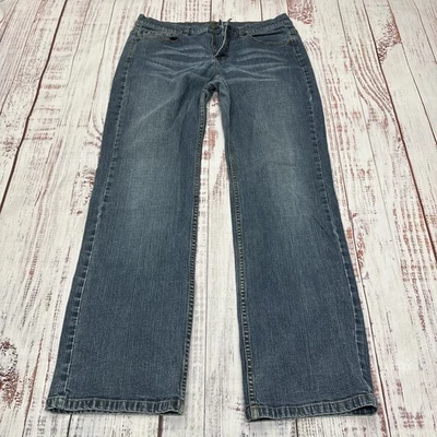 Jeans feminino vintage The Limited tamanho. Bootcut elástico azul perna reta 14/30 - Imagem 1 de 4