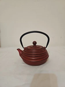 TETSUBIN GUSSEISEN ROTE KREISE JAPANISCHE TEEKANNE MIT EI - Bild 1 von 8