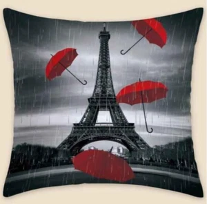 Eiffel Tower Paris Pillow Cushion Cover Without Filler For Sofa Home Decor - Picture 1 of 3